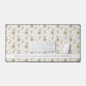 水彩鳥類&バードハウスパターンカスタム文字 デスクマット (キーボード&マウス)