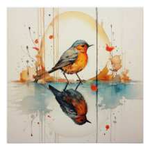 水彩鳥：ミニマリズムの美しい詳細