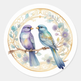水彩鳥 ラウンドシール