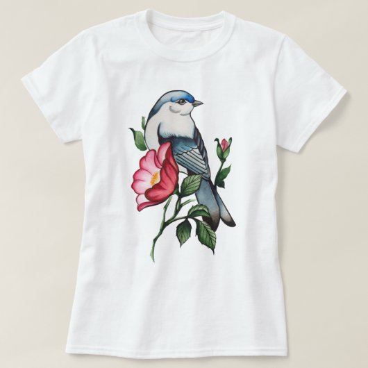 水彩鳥 Tシャツ (デザイン正面)