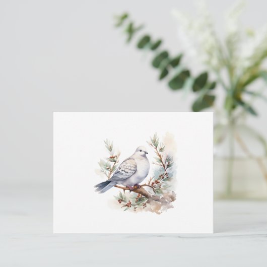 水彩鳩の葬儀シンファティサンキューカード ポストカード (スタンド正面)