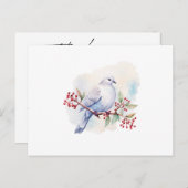 水彩鳩シンプル台本葬式感謝していカード ポストカード (正面/裏面)