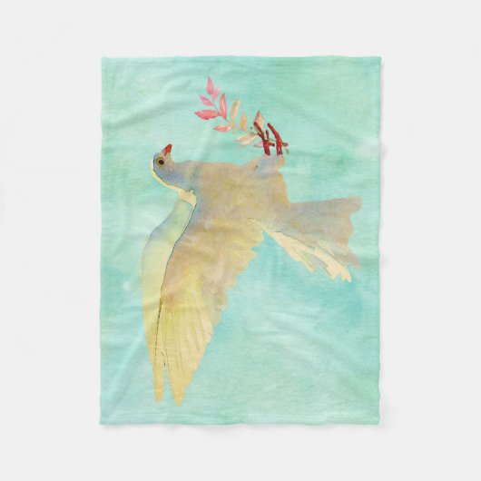 水彩鳩 フリースブランケット (正面)
