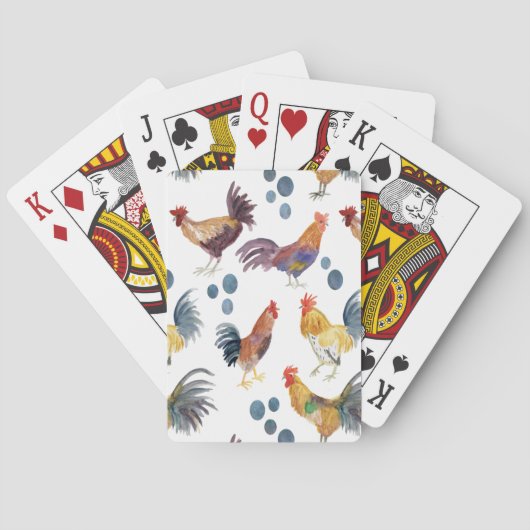 水彩鶏と卵絵画カラフルの トランプ (裏面)