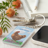 水彩鶏と野草 キーホルダー (正面右)