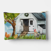 "水彩鶏のコックプリントカットソーバッグ – かわいい アクセサリーポーチ (裏面)