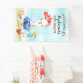 水彩鶏の赤ちゃんシャワーファーム 横断幕 (インサイチュ)