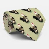 水彩鶏の鶏のバーンドパターン ネクタイ (ロール)