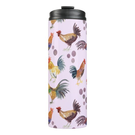 水彩鶏エッグ納屋周囲の庭ヘンズパープル タンブラー (正面)