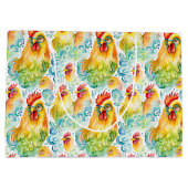 水彩鶏カラフル誕生日 ラージペーパーバッグ (裏面)