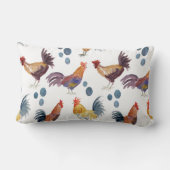 水彩鶏カラフル ランバークッション (裏面)