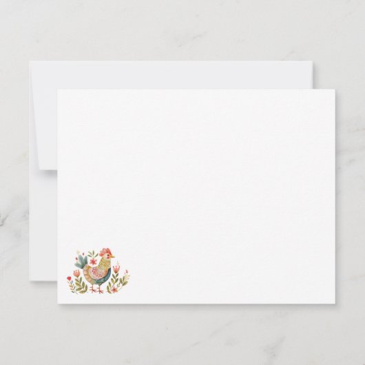水彩鶏フォーク美術文房具 ノートカード (裏面)