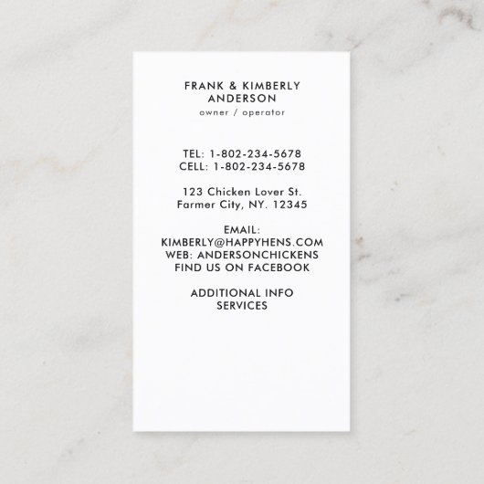 水彩鶏モダン生卵 名刺 (裏面)