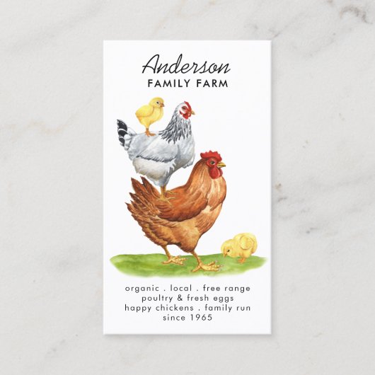 水彩鶏モダン生卵 名刺 (正面)