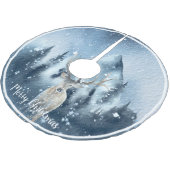 水彩鹿と雪のカスタム休日 ブラッシュドポリエステルツリースカート (アングル)