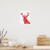 水彩鹿のクリスマスプリント ポスター (キッチン)