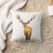 水彩鹿の森林野生動物 クッション (ブランケット)