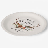 水彩鹿の花柄のクリスマスカード ペーパープレート (アングル)