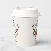水彩鹿の花柄 メリークリスマス 紙コップ (右)