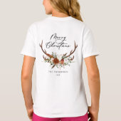 水彩鹿の花柄 メリークリスマス Tシャツ (裏面)