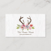 水彩鹿の〔雄ジカの〕枝角ワイルドフラワーボフェイクワ 名刺 (正面)