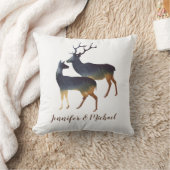 水彩鹿カップル名 クッション (ブランケット)