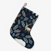 水彩鹿クマ手描き スモールクリスマスストッキング (正面 (吊り時))