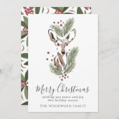 水彩鹿クリスマスホリデーカード シーズンカード (正面/裏面)