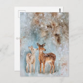 水彩鹿クリスマスポストカード | フェスティバル ポストカード (正面/裏面)