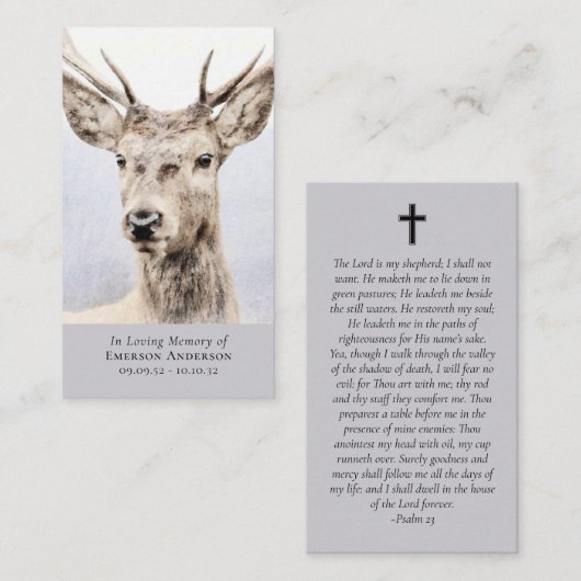 水彩鹿クロス記念祈りの言葉カード コーリングカード (正面/裏面)