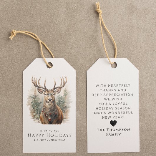 水彩鹿トナカイパーソナライズされたクリスマス ギフトタグ