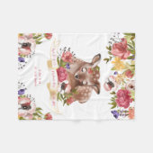 水彩鹿パーソナライズされた誕生 フリースブランケット (正面(横))