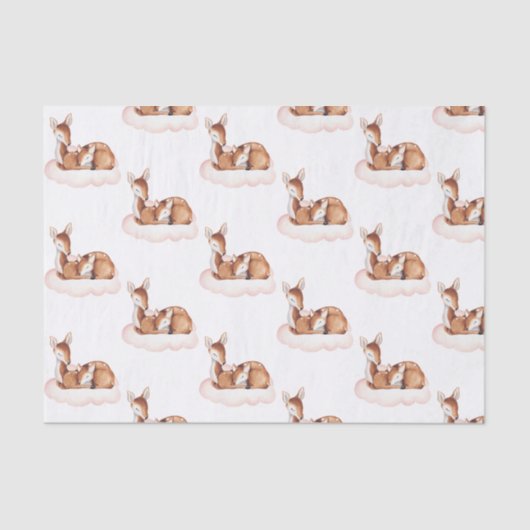 水彩鹿ピンク雲 薄葉紙 (正面)