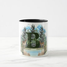 水彩鹿モノグラムパーソナライズされた文字B