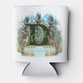 水彩鹿モノグラムパーソナライズされた文字D 缶クーラー (正面)