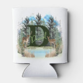 水彩鹿モノグラムパーソナライズされた文字D 缶クーラー (裏面)