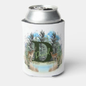 水彩鹿モノグラムパーソナライズされた文字D 缶クーラー (缶裏面)