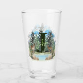 水彩鹿モノグラムパーソナライズされた文字J タンブラーグラス (裏面)