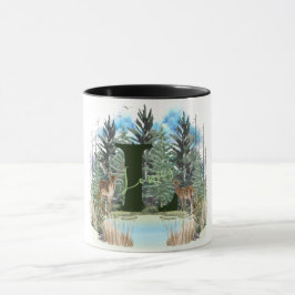 水彩鹿モノグラムパーソナライズされた文字L マグカップ