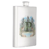 水彩鹿モノグラムパーソナライズされた文字P フラスク (右)