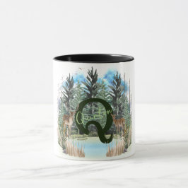 水彩鹿モノグラムパーソナライズされた文字Q マグカップ