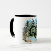 水彩鹿モノグラムパーソナライズされた文字Q マグカップ (正面左)