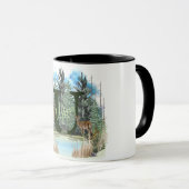 水彩鹿モノグラムパーソナライズされた文字U マグカップ (正面右)