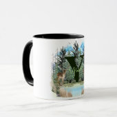 水彩鹿モノグラムパーソナライズされた文字Y マグカップ (正面左)