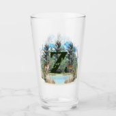 水彩鹿モノグラムパーソナライズされた文字Z タンブラーグラス (正面)