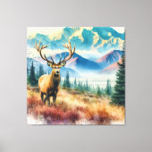 水彩鹿(〔雄ジカの〕枝角付) キャンバスプリント (正面)