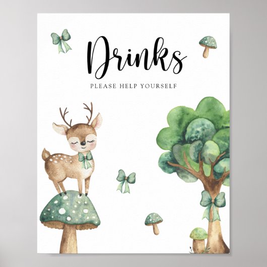 水彩鹿 – 飲み物救済自分ポスター ポスター (正面)