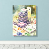 水彩麻雀アート キャンバスプリント (インサイチュ (ウッドフロア))