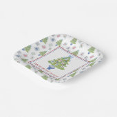 水彩麻雀クリスマスツリーパーティー ペーパープレート (傾斜あり)