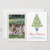 水彩麻雀クリスマスツリー写真 シーズンカード (正面)